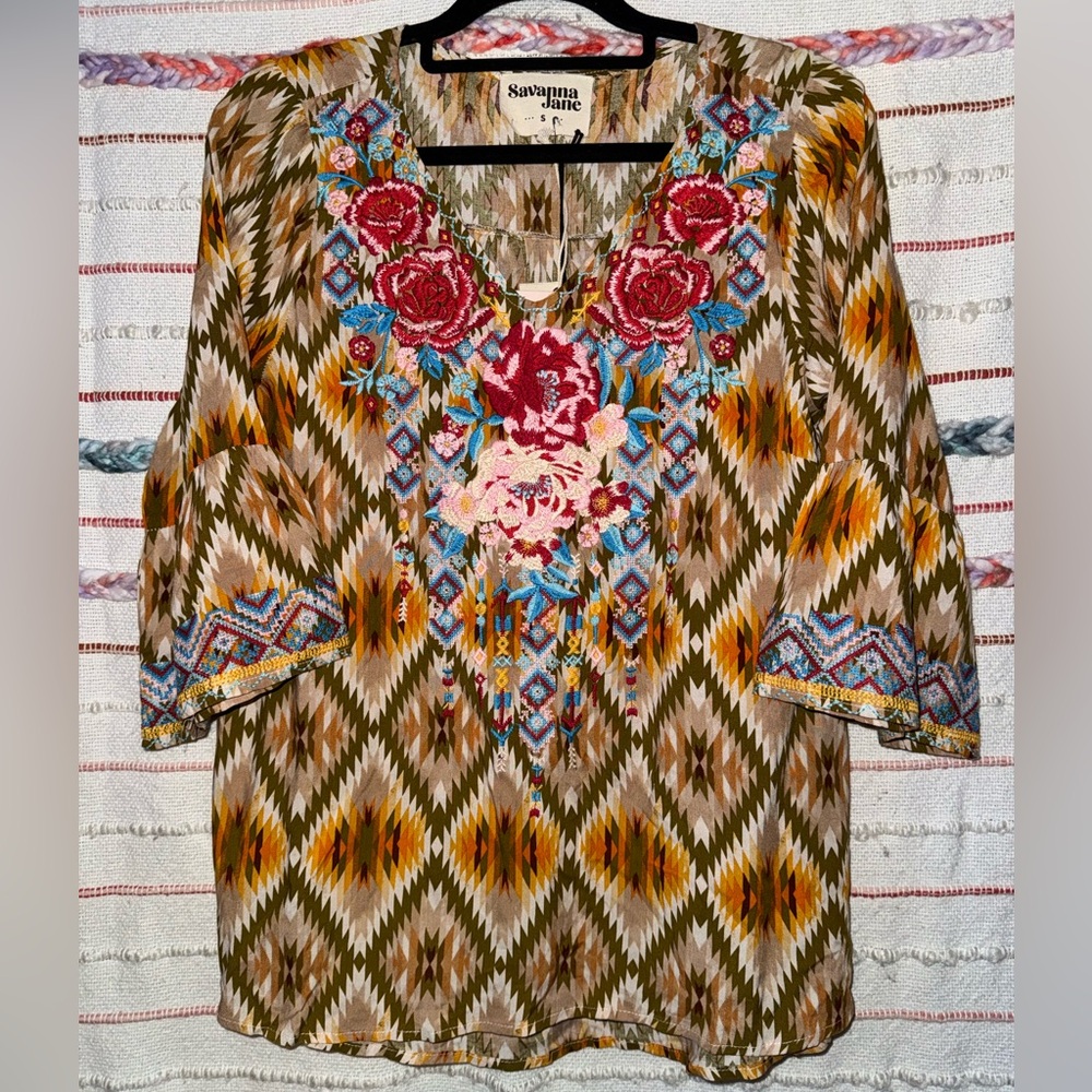 Savanna‎ Jane Multicolor Embroidered Blouse